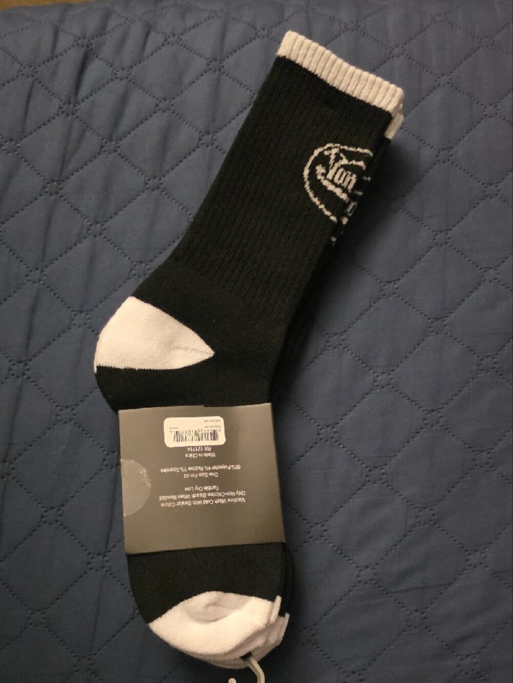 Von Dutch Black and White Logo 3 Pair Crew Socks - Picture 5 of 9